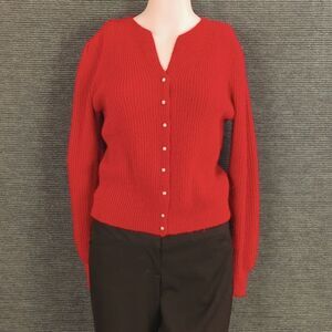 Vintage Petite Dimensions Ribbed Knit Cardigan Sweater, Red